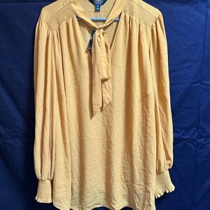 Lauren Ralph Lauren Georgette Tie-Neck Long Sleeve Smock-Cuff Top